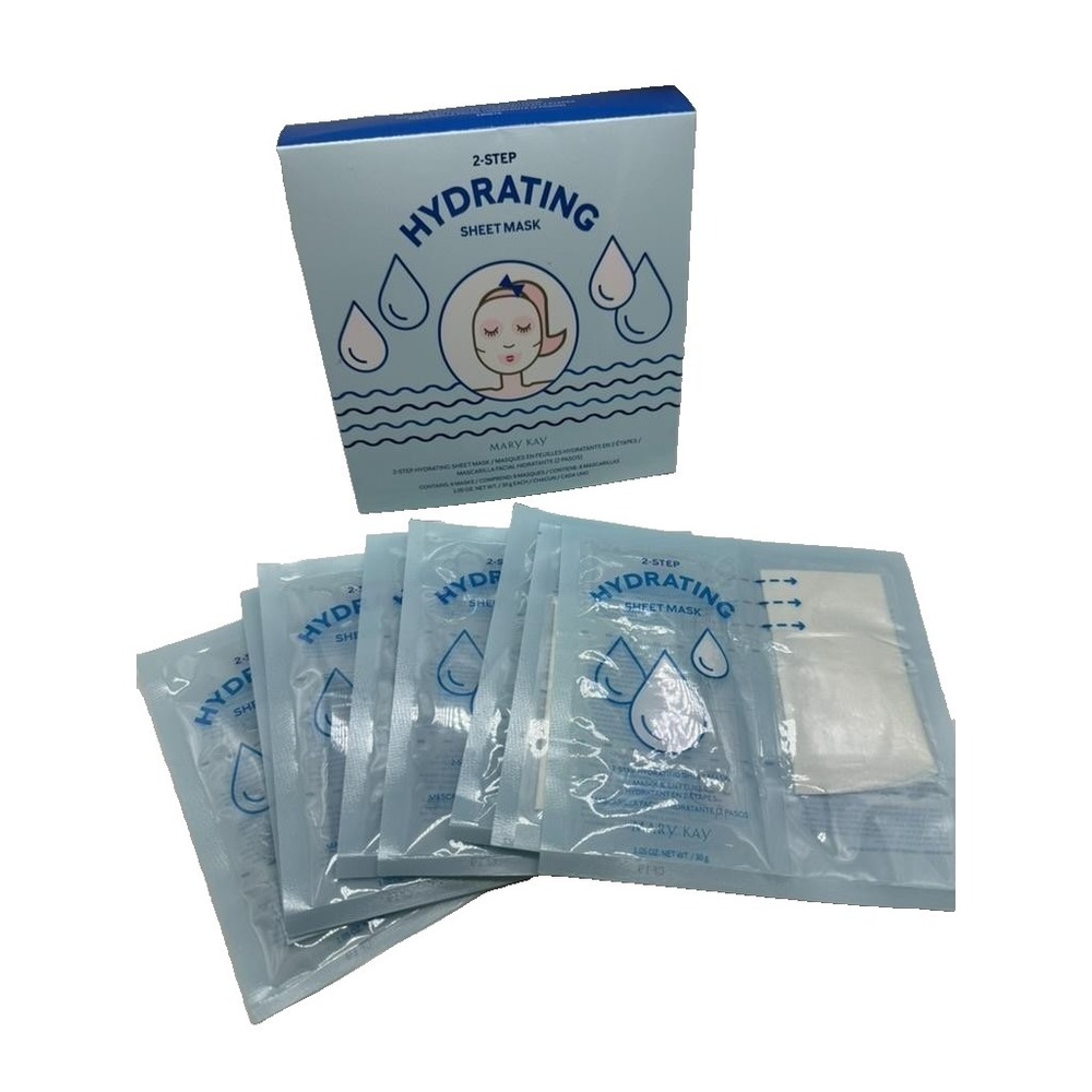 Mary Kay 2-Step‎ Hydrating Sheet Mask Set Hyaluronic Acid Face Blue Skincare